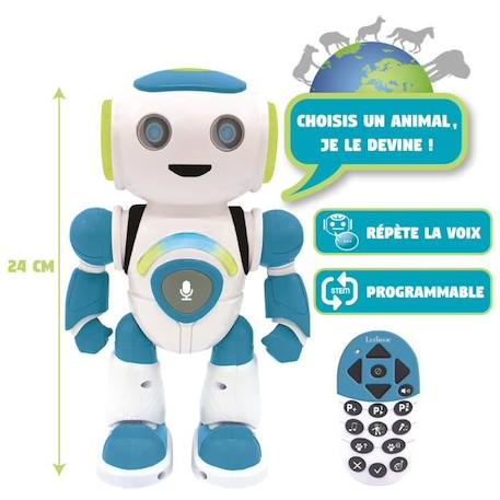 POWERMAN® JUNIOR - Mon Robot Intelligent qui lit dans les pensées (Français), sons et lumières - LEXIBOOK BLANC 2 - vertbaudet enfant 