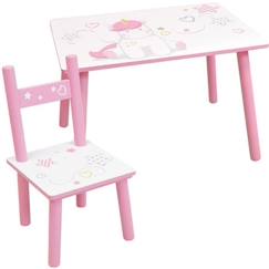 -FUN HOUSE - Table licorne h 41,5 cm x l 61 cm x p 42 cm avec une chaise h 49,5 cm x l 31 cm x p 31,5 cm pour enfant