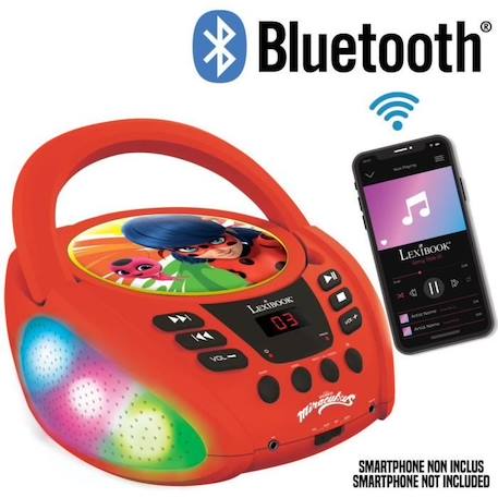Lecteur CD Bluetooth lumineux Miraculous - LEXIBOOK - MIRACULOUS - CD/CD-R/CD-RW - Bluetooth 5.0 - Enfant ROUGE 4 - vertbaudet enfant 