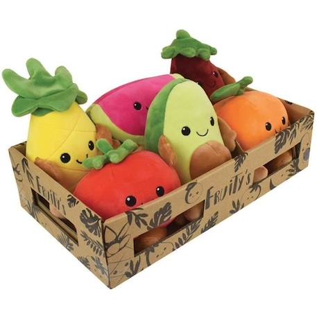 JEMINI Fruity 's cagette de 6 peluches toutes douces fruits et légumes +/- 17 cm MARRON 3 - vertbaudet enfant 