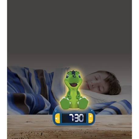 Réveil digital avec veilleuse lumineuse Dinosaure en 3D et effets sonores VERT 5 - vertbaudet enfant 