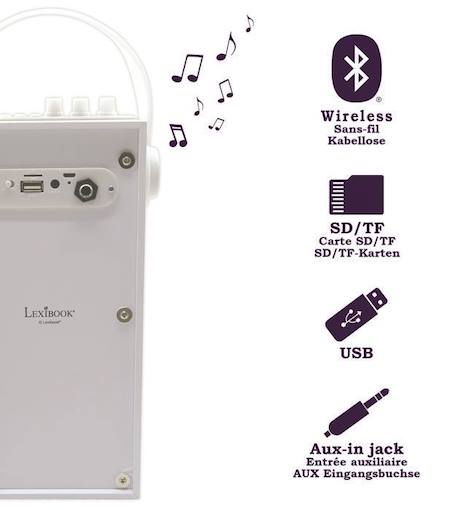 Enceinte Karaoké Enfant - LEXIBOOK - iParty® - Bluetooth® V5.0 - Effets Lumineux BLANC 2 - vertbaudet enfant 