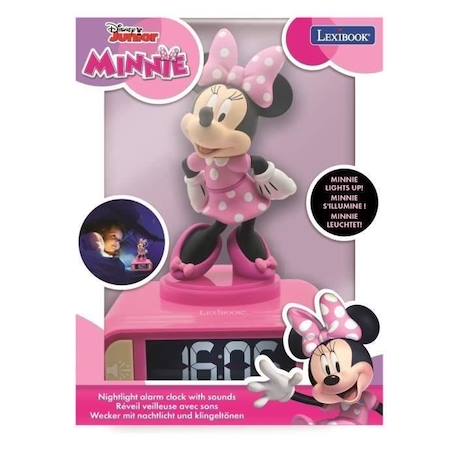 Réveil digital Minnie 3D avec veilleuse lumineuse et effets sonores - LEXIBOOK - Pile - Rose et noir ROSE 3 - vertbaudet enfant 
