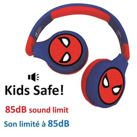 SPIDER-MAN - Casque 2 en 1 Bluetooth® - Filaire confortable et pliable pour enfants avec limitation de son - LEXIBOOK ROUGE 2 - vertbaudet enfant 