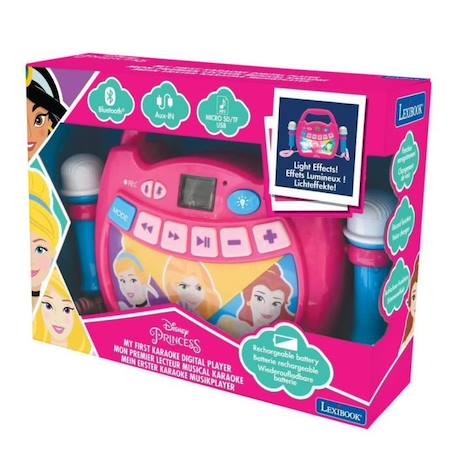 Enceinte Bluetooth Disney Princesses - LEXIBOOK - Effets Lumineux, Micros, Batterie Rechargeable ROSE 5 - vertbaudet enfant 