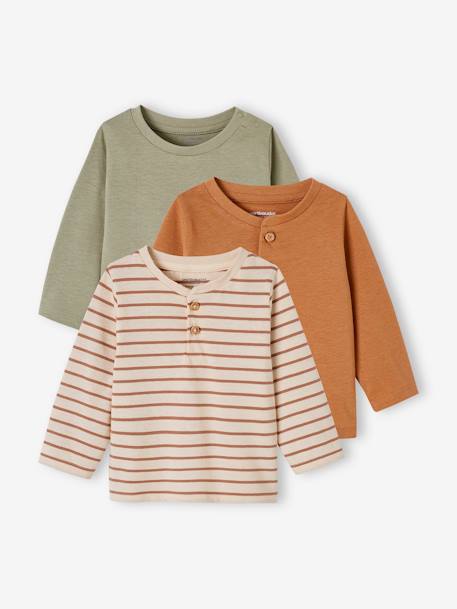 Lot de 3 tee-shirts bébé noix de pécan+rouge 1 - vertbaudet enfant 