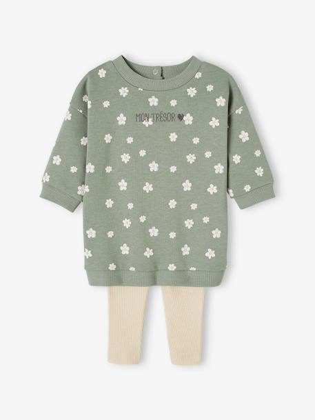 Ensemble robe + legging bébé personnalisable vert sauge 1 - vertbaudet enfant 