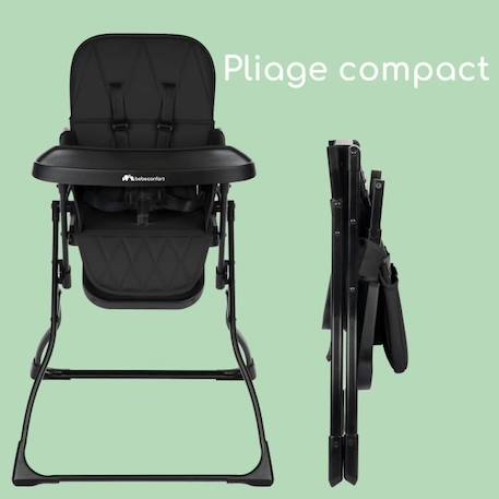 BEBECONFORT LILY Chaise haute bébé, ultra compacte et légère, confort optimal, de 6 mois à 3 ans, jusqu'à 15 kg, Tinted graphite GRIS 2 - vertbaudet enfant 
