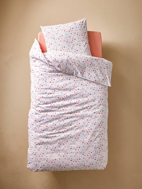 Parure housse de couette et taie d'oreiller RAINBOW FLOWERS blanc imprimé 4 - vertbaudet enfant 