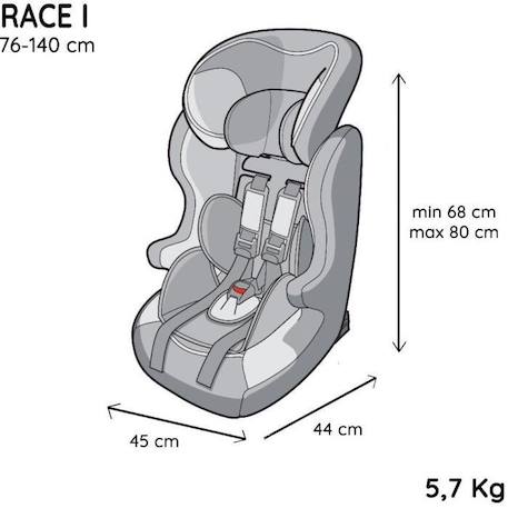 Siège auto ceinturé NANIA RACE I 76-140 cm R129 – de 3 à 10 ans – Têtière régable - Base inclinable - Marron - Fabrication MARRON 6 - vertbaudet enfant 