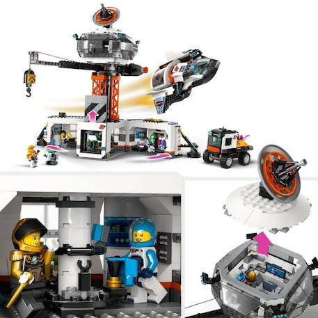 LEGO® 60434 City La Station Spatiale et la Base de Lancement de Fusées, Jouet sur L'Espace, avec Robot et 6 Minifigurines GRIS 3 - vertbaudet enfant 