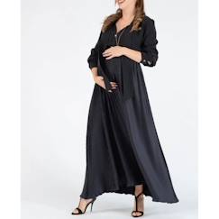 Vêtements de grossesse-Jupe longue de grossesse plissée Bardot noir