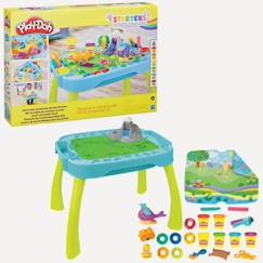 -Table de création Play-Doh réversible pour enfants avec 15 accessoires et 6 pots de pâte à modeler, Play-Doh Starters