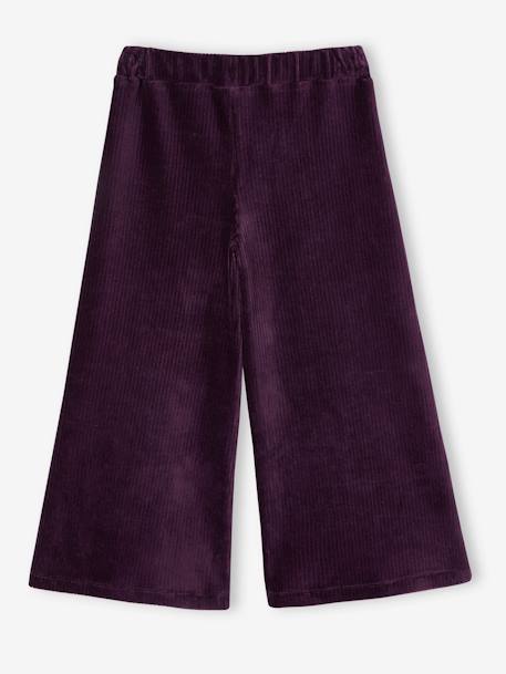 Pantalon fille large en velours anthracite+bleu grisé+blush+écru+kaki+marron+prune+rose 30 - vertbaudet enfant 