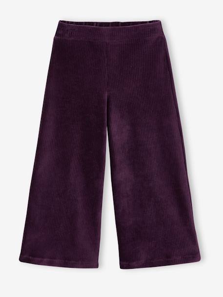 Pantalon fille large en velours anthracite+bleu grisé+blush+écru+kaki+marron+prune+rose 29 - vertbaudet enfant 
