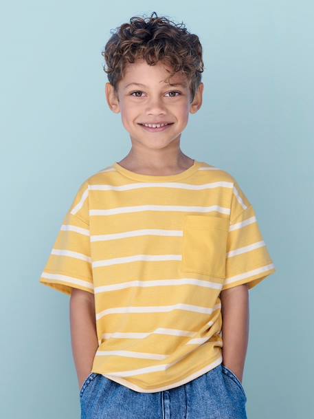 Tee-shirt rayé garçon personnalisable ocre+vert d'eau 5 - vertbaudet enfant 