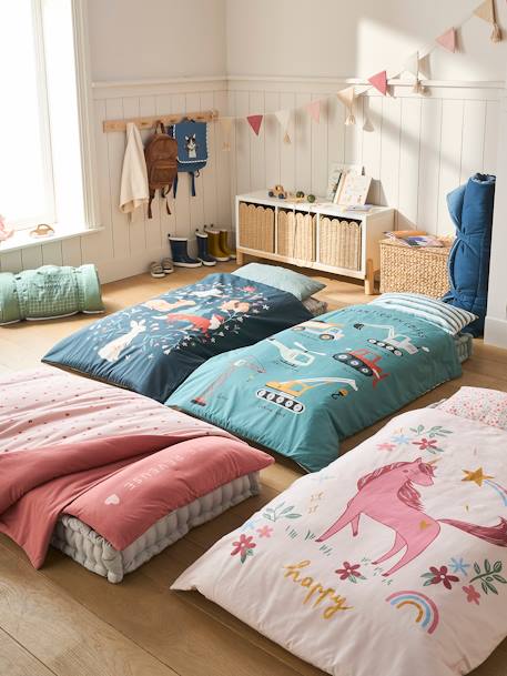 Couchage de sieste maternelle personnalisable MINILI ENGINS vert imprimé 3 - vertbaudet enfant 