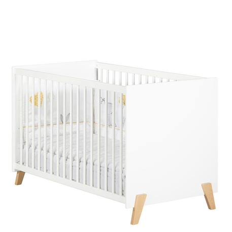 Lit bébé - 120 x 60 cm - Babyprice Joy Naturel - Blanc - Sur pieds en bois naturel BLANC 2 - vertbaudet enfant 