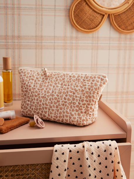 Trousse de toilette enfant en gaze de coton Babylone+bleu grisé+imprimé fleurs grenier+Lovely Leo 20 - vertbaudet enfant 