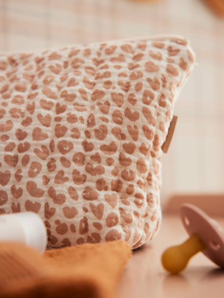 Trousse de toilette enfant en gaze de coton Babylone+bleu grisé+imprimé fleurs grenier+Lovely Leo 21 - vertbaudet enfant 