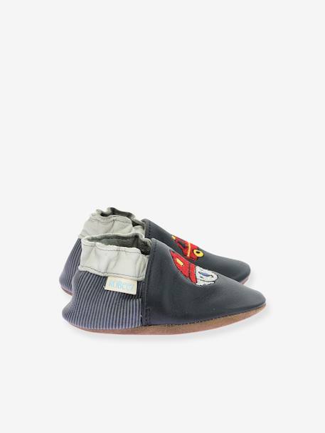 Chaussons cuir souple bébé Badge Fire 974780 - © marine 2 - vertbaudet enfant 