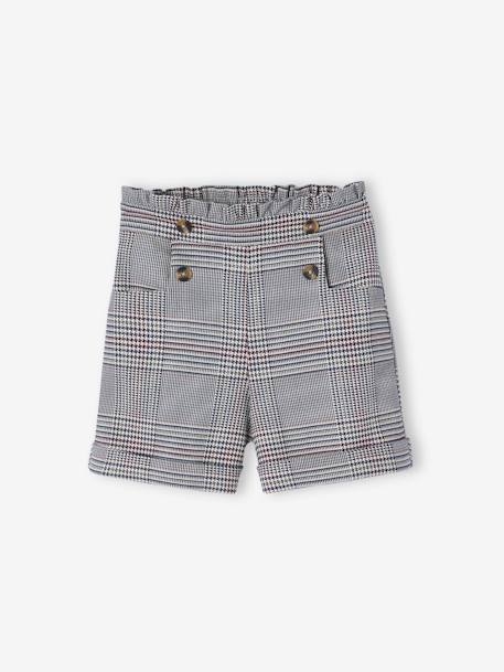 Short en flanelle carreaux fille carreaux marine 3 - vertbaudet enfant 