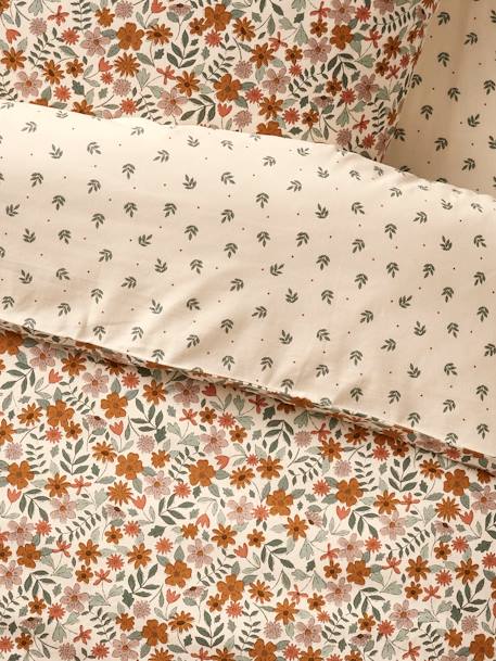 Parure housse de couette et taie d'oreiller réversible RETRO FLOWERS, avec coton recyclé multicolore 10 - vertbaudet enfant 