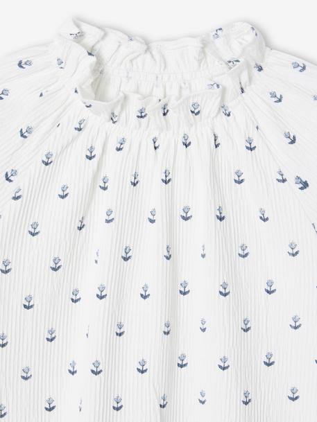T-shirt fantaisie col élastiqué volanté fille écru+marine 5 - vertbaudet enfant 