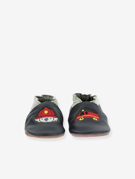 Chaussons cuir souple bébé Badge Fire 974780 - © marine 5 - vertbaudet enfant 