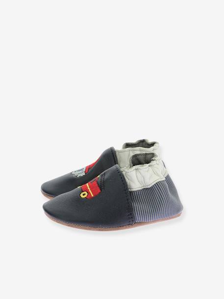 Chaussons cuir souple bébé Badge Fire 974780 - © marine 3 - vertbaudet enfant 