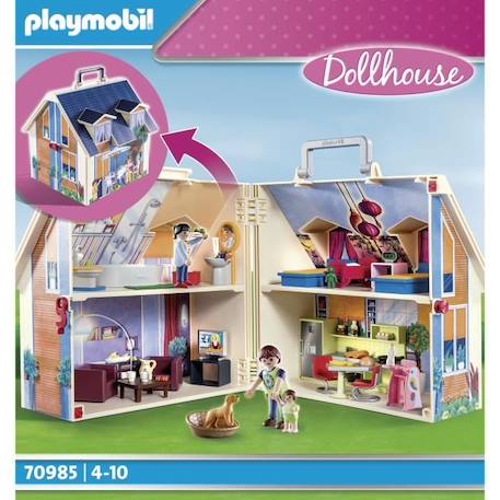 PLAYMOBIL - Maison Transportable Bleue - 3 personnages - Accessoires inclus - Playmobil 70985 Dollhouse La maison traditionnelle BLEU 6 - vertbaudet enfant 
