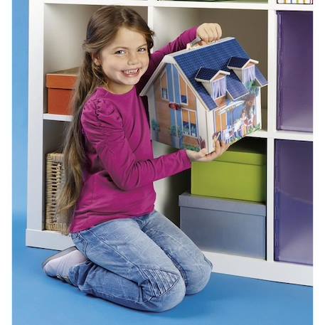 PLAYMOBIL - Maison Transportable Bleue - 3 personnages - Accessoires inclus - Playmobil 70985 Dollhouse La maison traditionnelle BLEU 3 - vertbaudet enfant 