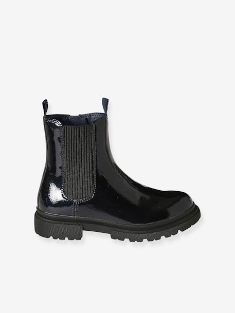 Boots enfant fille synthétique zippées et élastiquées marine+marron 3 - vertbaudet enfant 