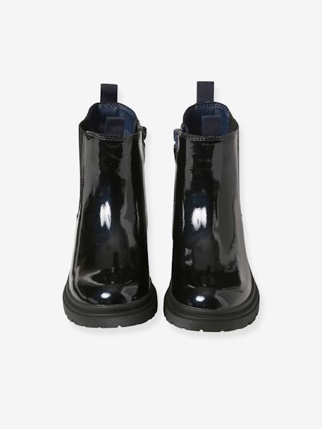 Boots enfant fille synthétique zippées et élastiquées marine+marron 5 - vertbaudet enfant 