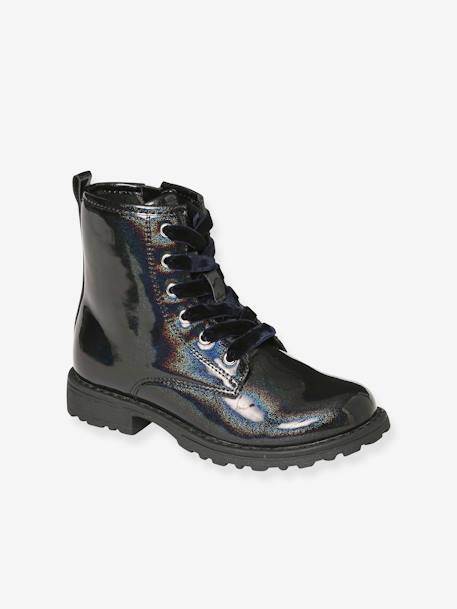 Boots enfant fille vernies synthétique zippées lot noir+noir+noir imprimé 6 - vertbaudet enfant 