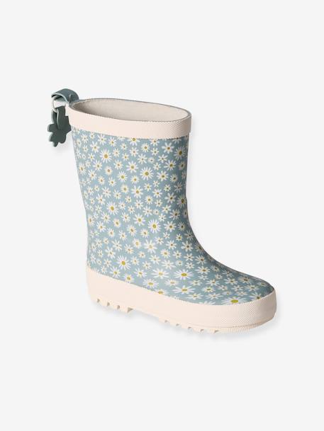 Bottes pluie fille caoutchouc bleu imprimé+lot rose 1 - vertbaudet enfant 