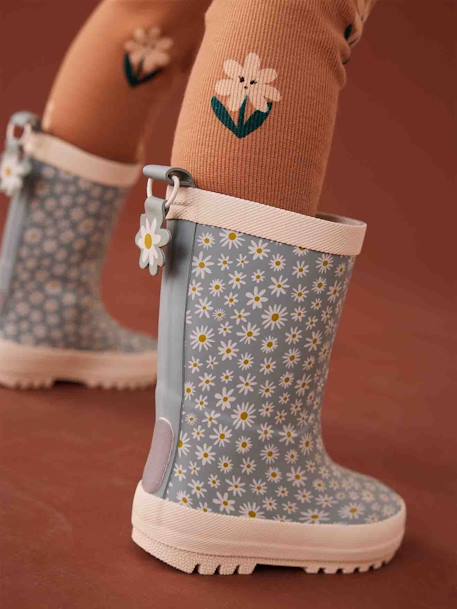 Bottes pluie fille caoutchouc bleu imprimé+lot rose 8 - vertbaudet enfant 