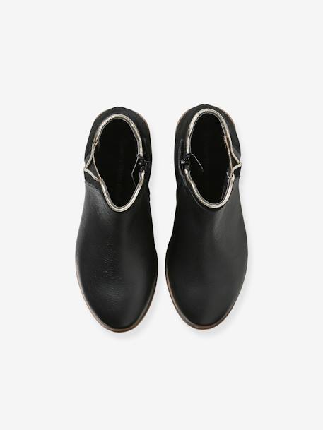Boots enfant fille cuir zippées marine+noir+or 9 - vertbaudet enfant 