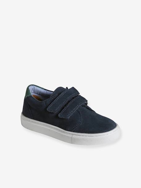 Derbies garçon cuir à scratchs beige+marine+MARRON MOYEN UNI 6 - vertbaudet enfant 