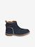 Boots enfant fille cuir zippées noeud fantaisie BLEU FONCE UNI+noir imprimé 2 - vertbaudet enfant 