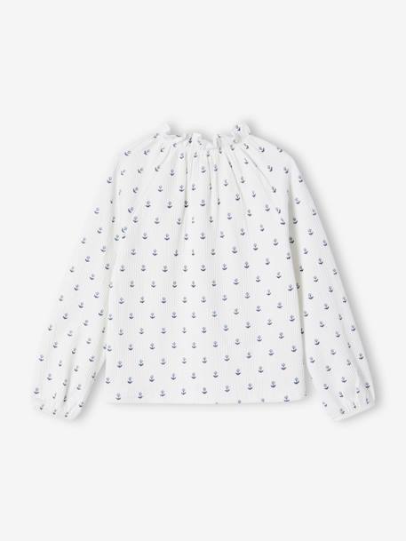 T-shirt fantaisie col élastiqué volanté fille écru+marine 4 - vertbaudet enfant 