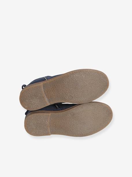 Boots enfant fille cuir zippées noeud fantaisie BLEU FONCE UNI+noir imprimé 5 - vertbaudet enfant 