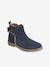 Boots enfant fille cuir zippées noeud fantaisie BLEU FONCE UNI+noir imprimé 1 - vertbaudet enfant 