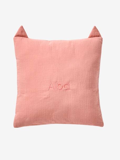 Coussin animal en gaze de coton personnalisable cannelle+rose+vert sauge 12 - vertbaudet enfant 