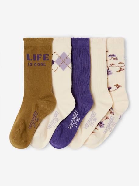 Lot 5 paires de chaussettes colorées Fille écru 1 - vertbaudet enfant 