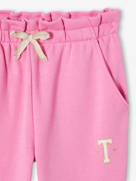 Pantalon jogging en molleton fille ceinture paperbag rose bonbon 6 - vertbaudet enfant 