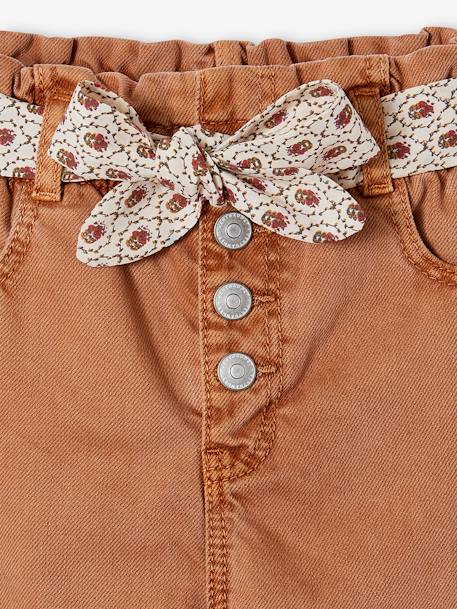 Pantalon fille paperbag ceinture foulard cannelle+mauve 5 - vertbaudet enfant 