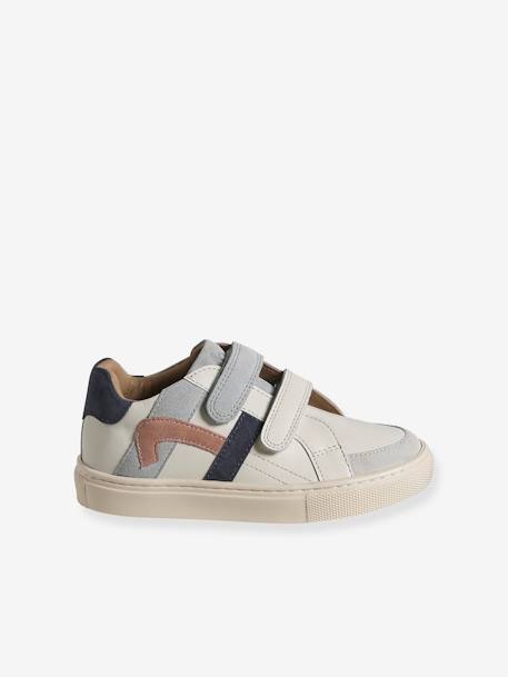 Baskets enfant garçon cuir à scratchs écru+lot blanc+lot bleu 2 - vertbaudet enfant 