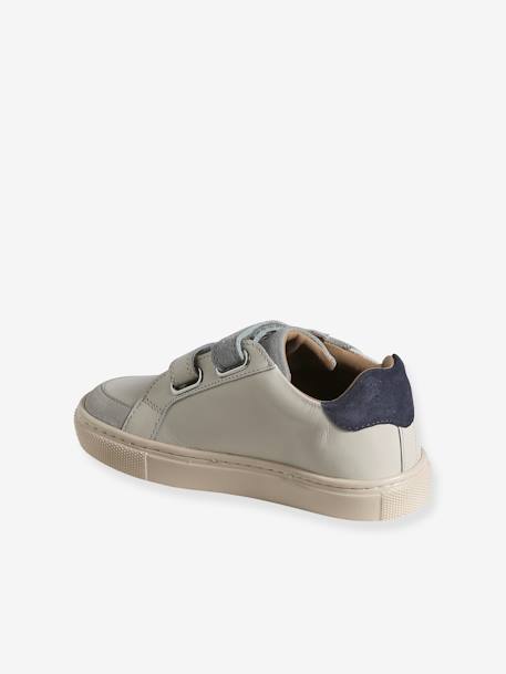 Baskets enfant garçon cuir à scratchs écru+lot blanc+lot bleu 3 - vertbaudet enfant 