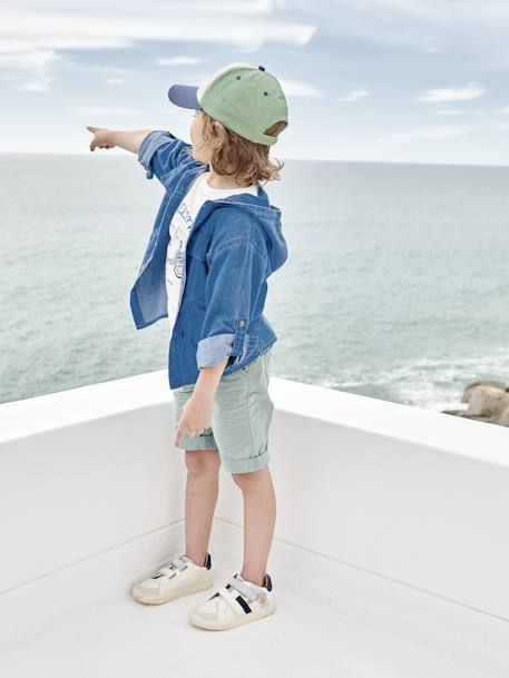 Baskets enfant garçon cuir à scratchs écru+lot blanc+lot bleu 6 - vertbaudet enfant 